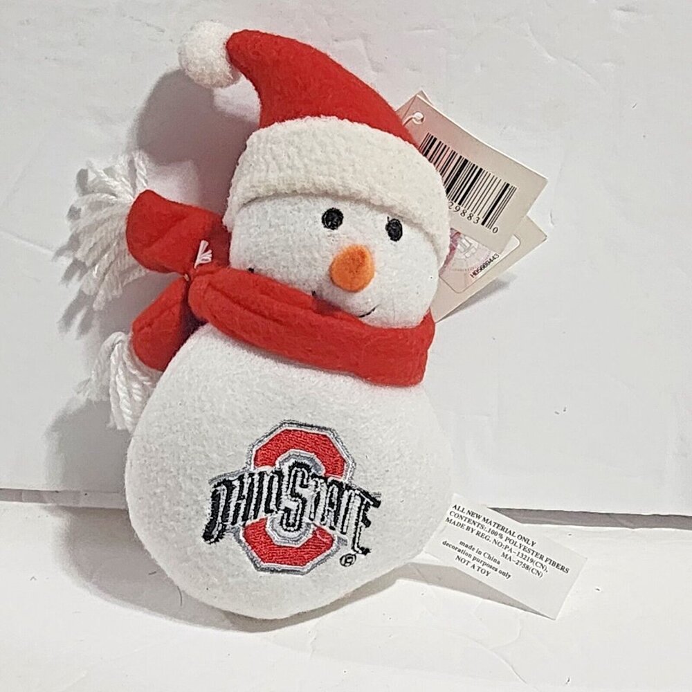 Ohio State Buckeyes Christmas Snowman Plush Ornament Red‎ Scarf 6 inch SC Sports